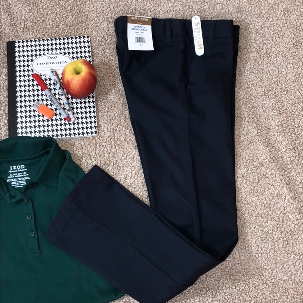 ARROW Approved School Wear NAVY Stretch Adjustable Waist Skinny Pants Sz 12 NWT